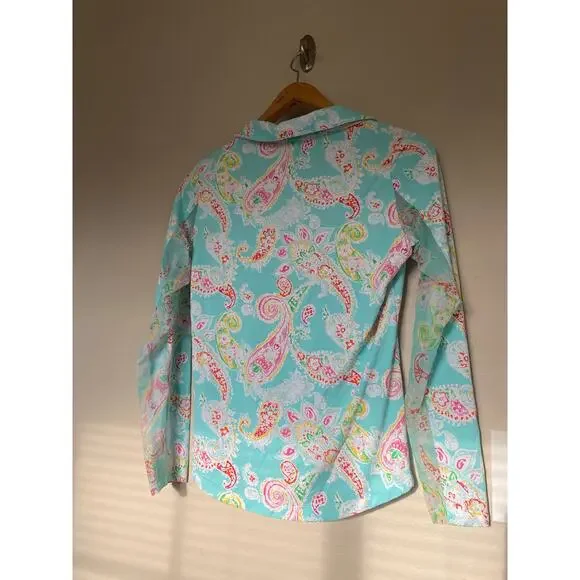 Ibkul long sleeve Sharon Seafoam 1/4 zip womens M paisley print - Picture 4 of 5